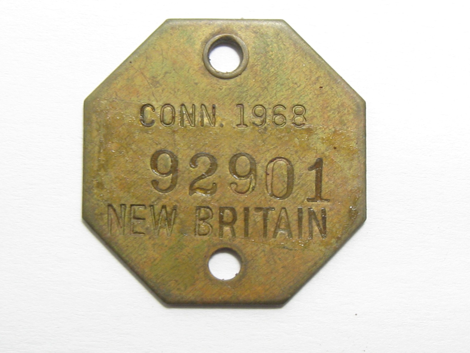 1968 New Britain Connecticut Dog Tax Tag License - #65031