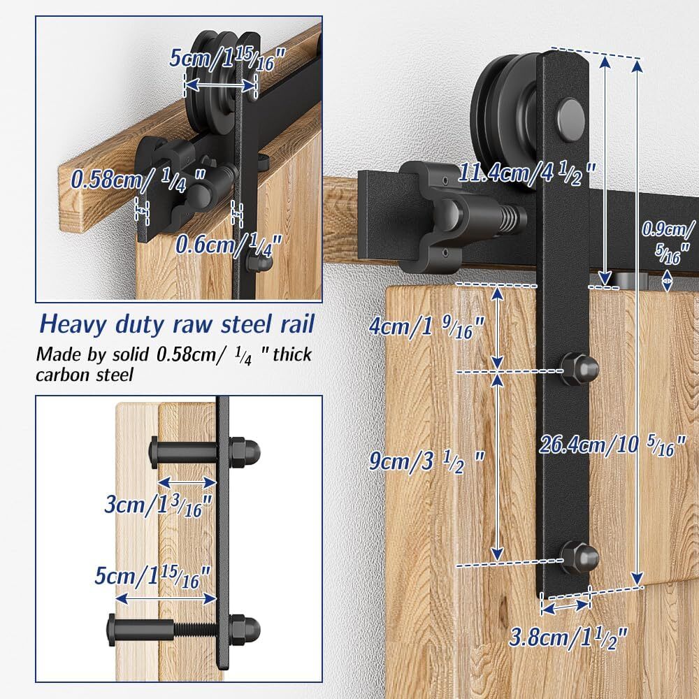 4FT-20FT Modern Sliding Barn Door Hardware Track Kit Single/Double Door,Smoothly
