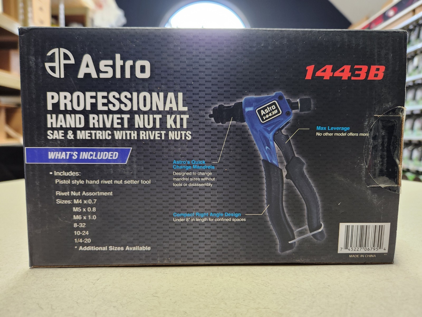 Astro Pneumatic 1443B SAE & Metric Hand Rivet Nut Kit