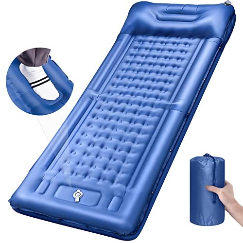 Camping Sleeping Pads，Extra Thick 5 Inch Inflatable Sleeping Mat Single Blue
