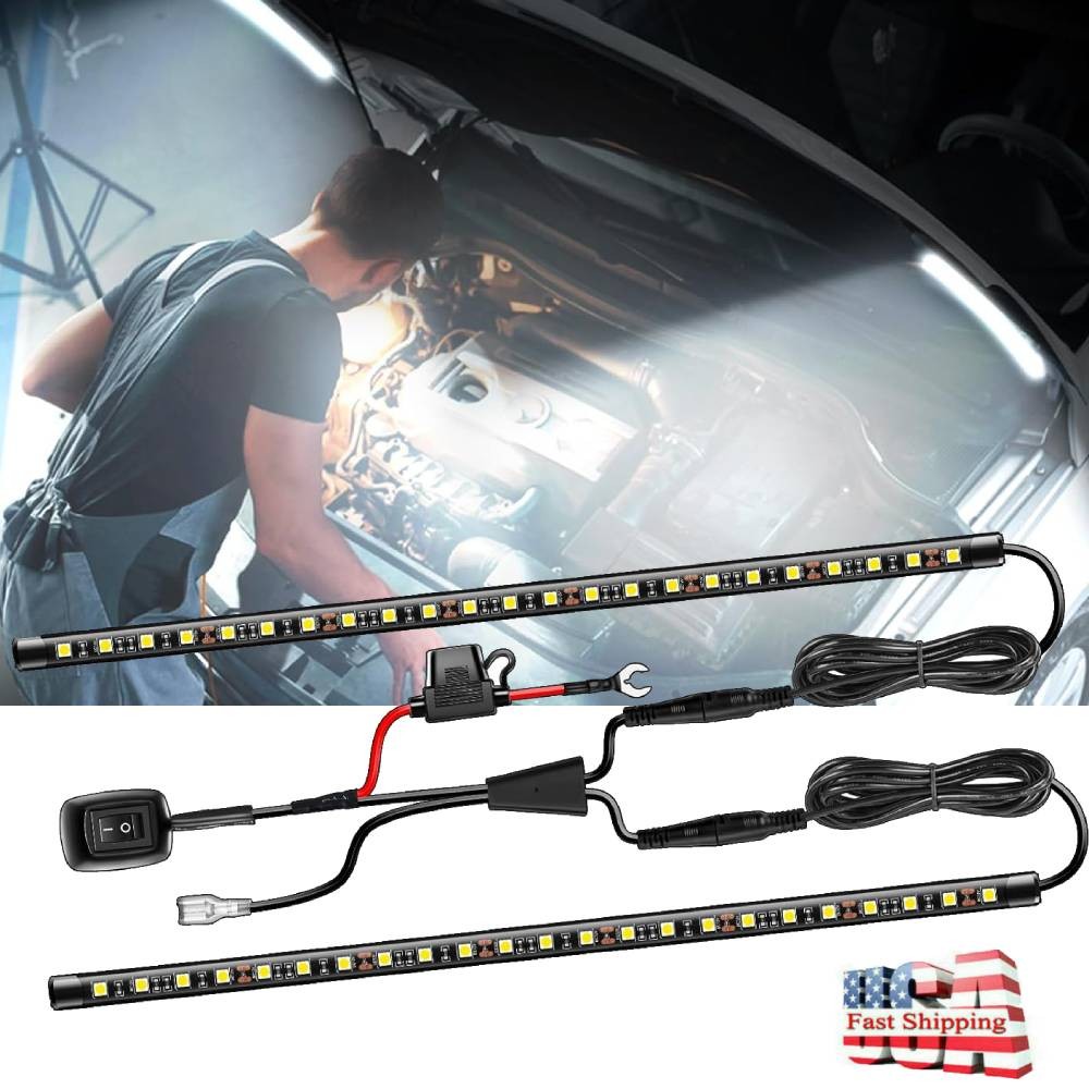 2Pcs Under Hood Light Strip 42LED Waterproof Underhood Work Light with On/Off Sw