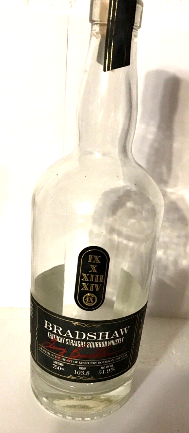 BATCH 7 TERRY BRADSHAW 750ML Clear Bourbon Bottle Crafts Lamp Lights Bar Empty