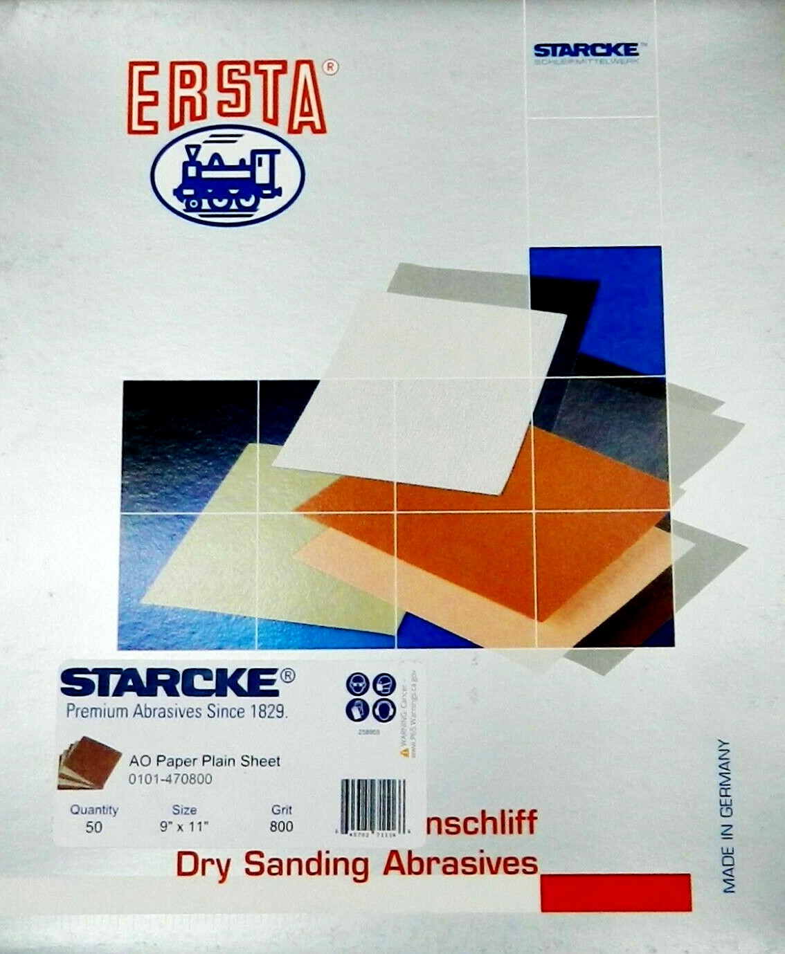 STARCKE Sandpaper 240 Grit Aluminum Oxide 9" x 11" Sheets 50 Pcs Made in Germany