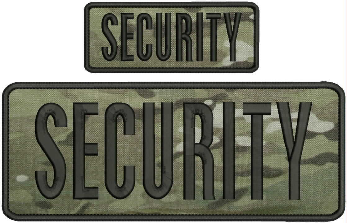 security embroidery Patches 4x10 and 2x5 hook ON BACK multicam