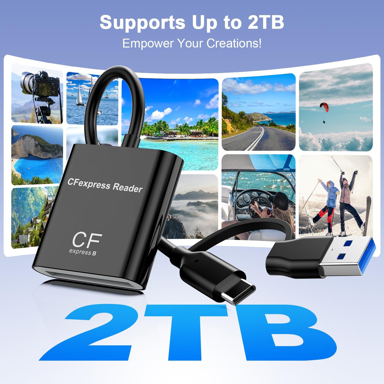 CFexpress B Card Reader, USB-3.2 Gen 2 10Gbps – High-Speed Memory Card Reader...