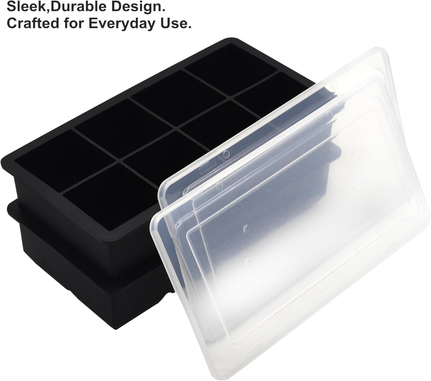 Bangp Large Ice Cube Tray for Whiskey,2 Pack Stackable Big Ice Cube Molds Make 1