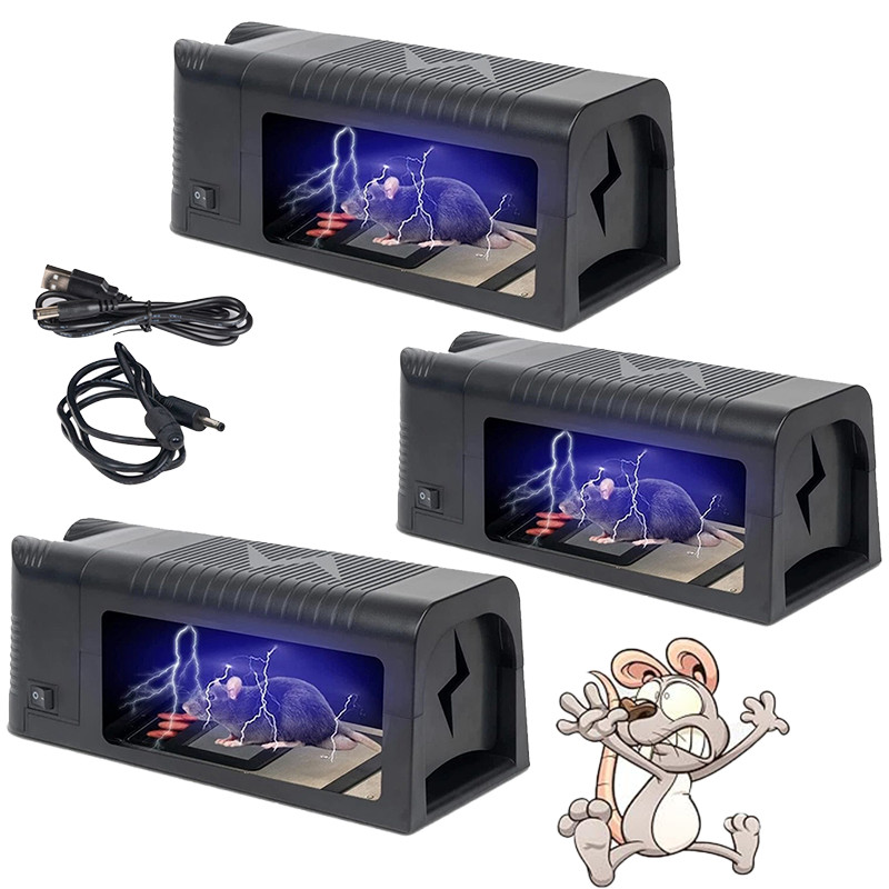 3 PCS Electronic Mouse Trap Control Kill Big Rat Pest Electric Rodent Zapper US