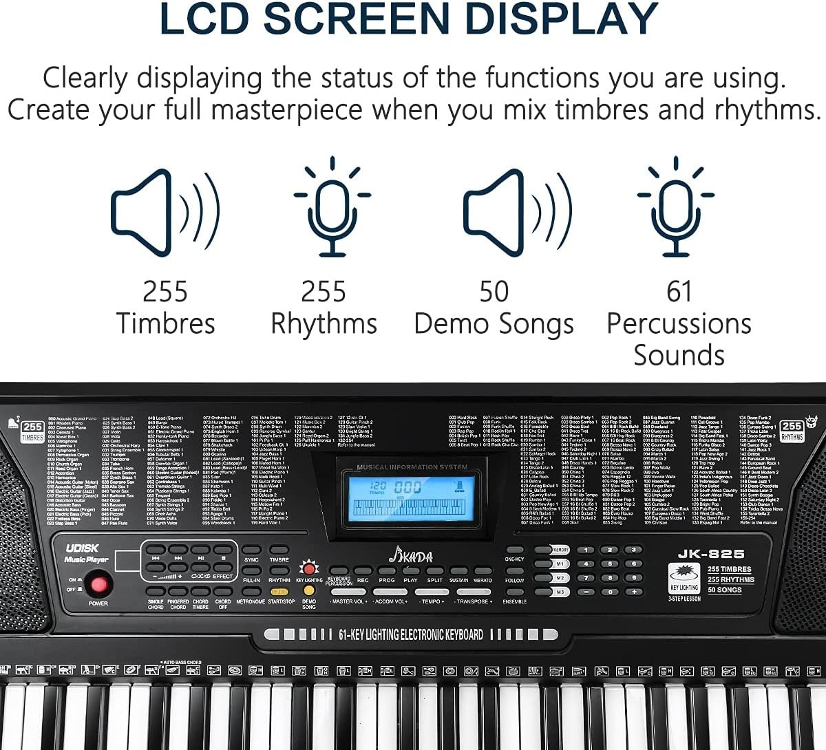 61-Key Piano w/ Headphones & Microphone