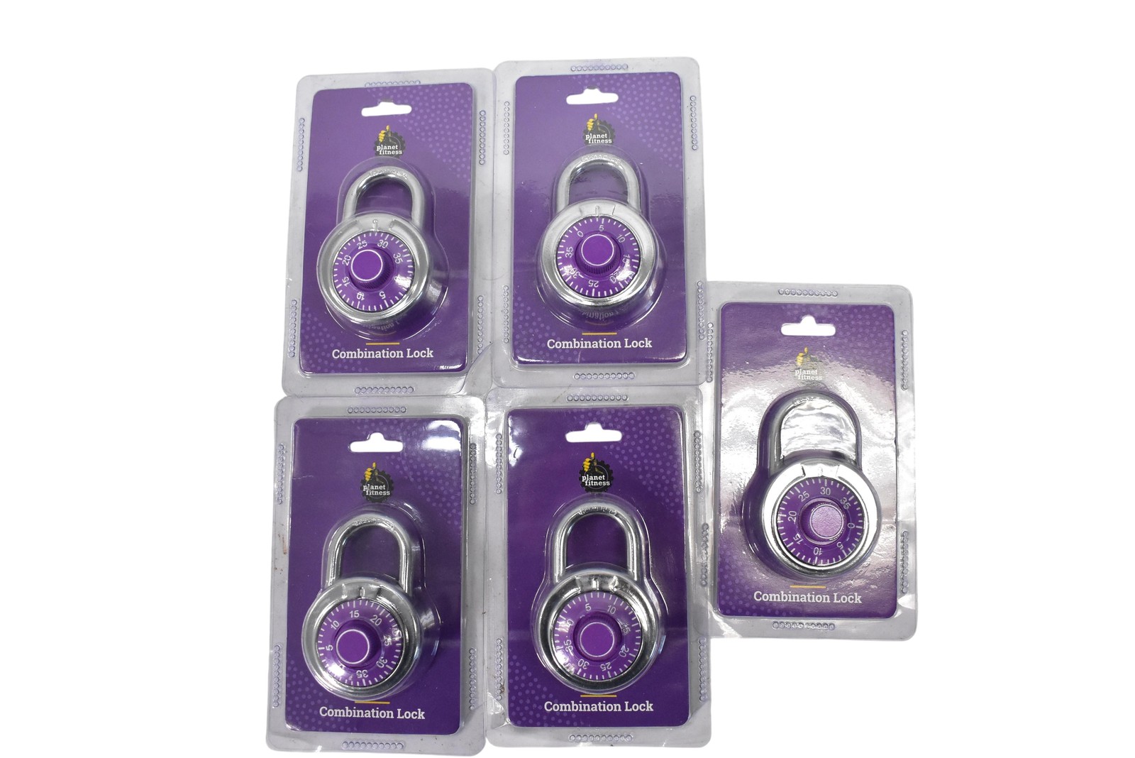 Lot of 5 Planet Fitness Combination Lock Purple Dial Gym Locker Hardened