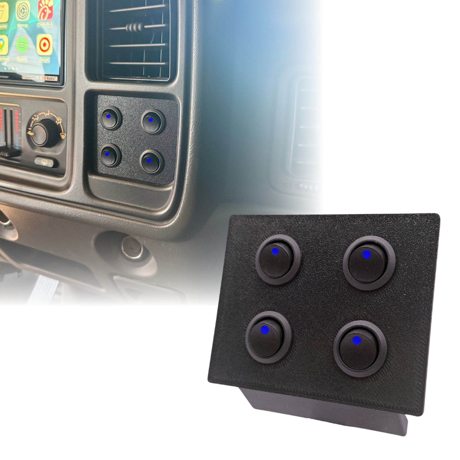 99-07 Silverado Sierra Switch Dash Panel WITH 4 BLUE Switches GMC NBS Chevrolet