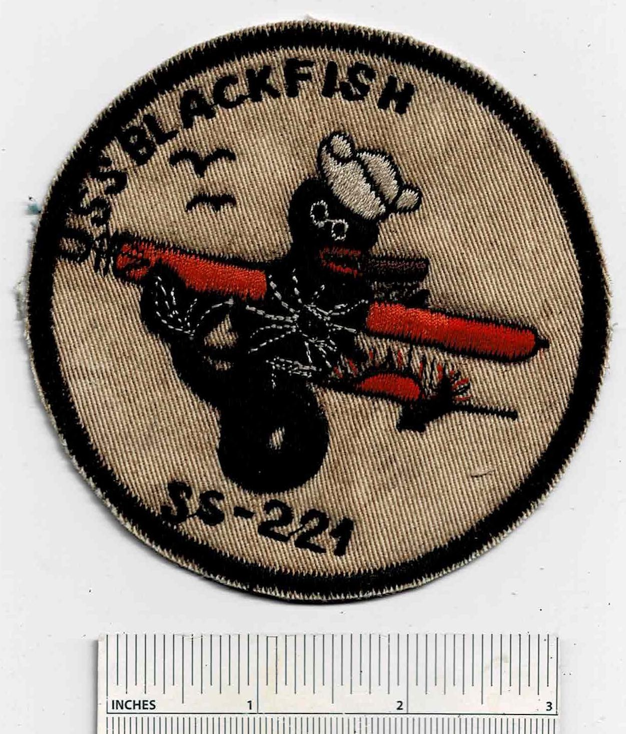 WW2 Submarine USS BLACKFISH SS-221 WWII Sub Boat US Navy Shoulder Patch USN