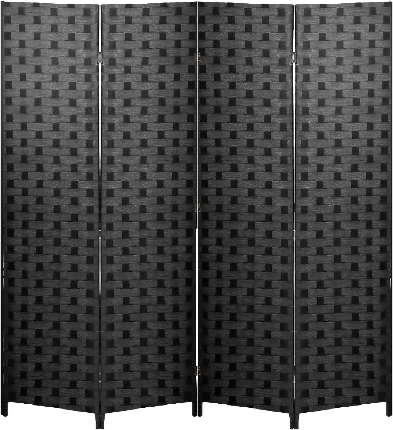 Modern Black Room Divider - 4 Panel Indoor Folding Screen for Versatile Spaces
