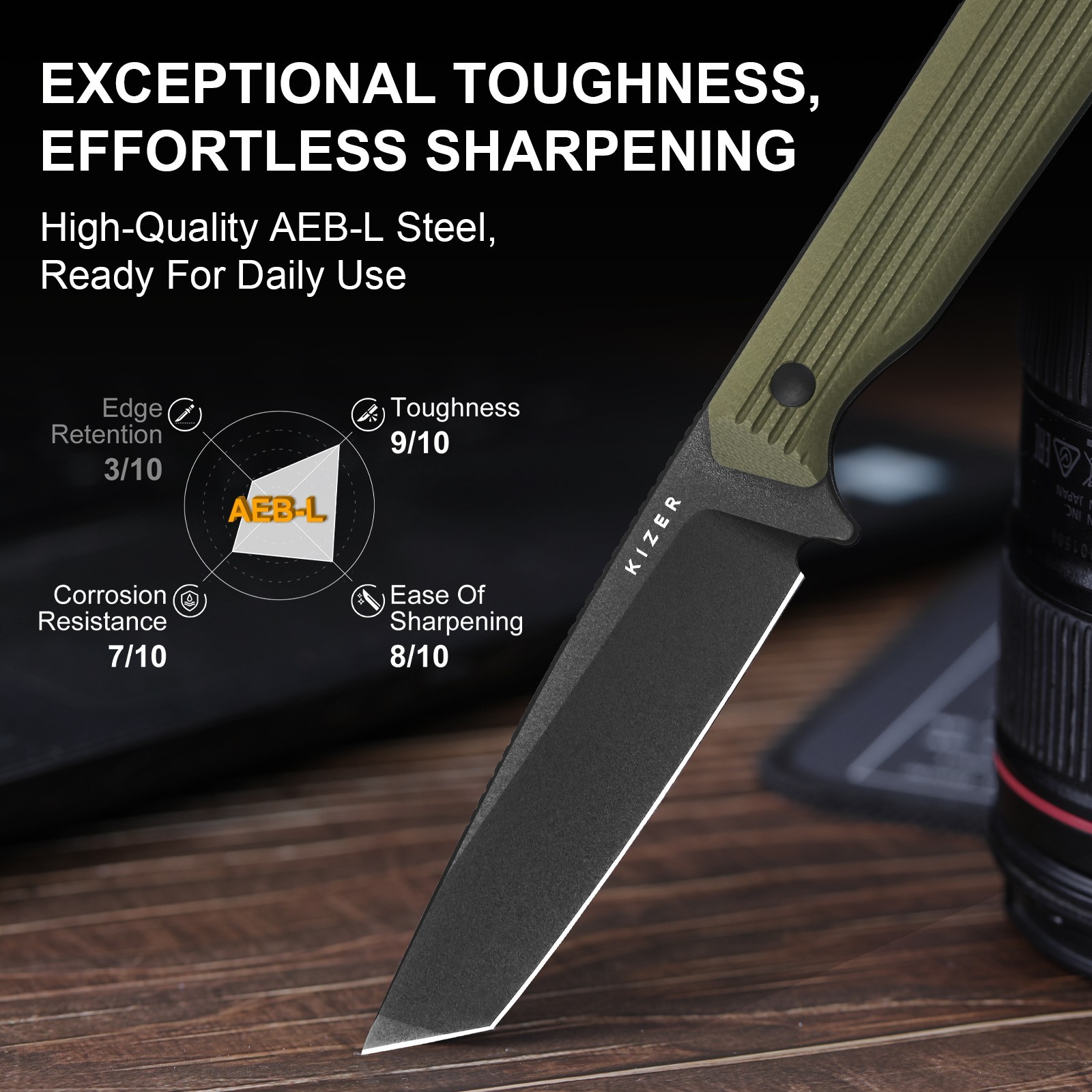 Kizer Begleiter Fix Fixed Knife AEB-L Blade G10 Handle With Sheath 1045MT2
