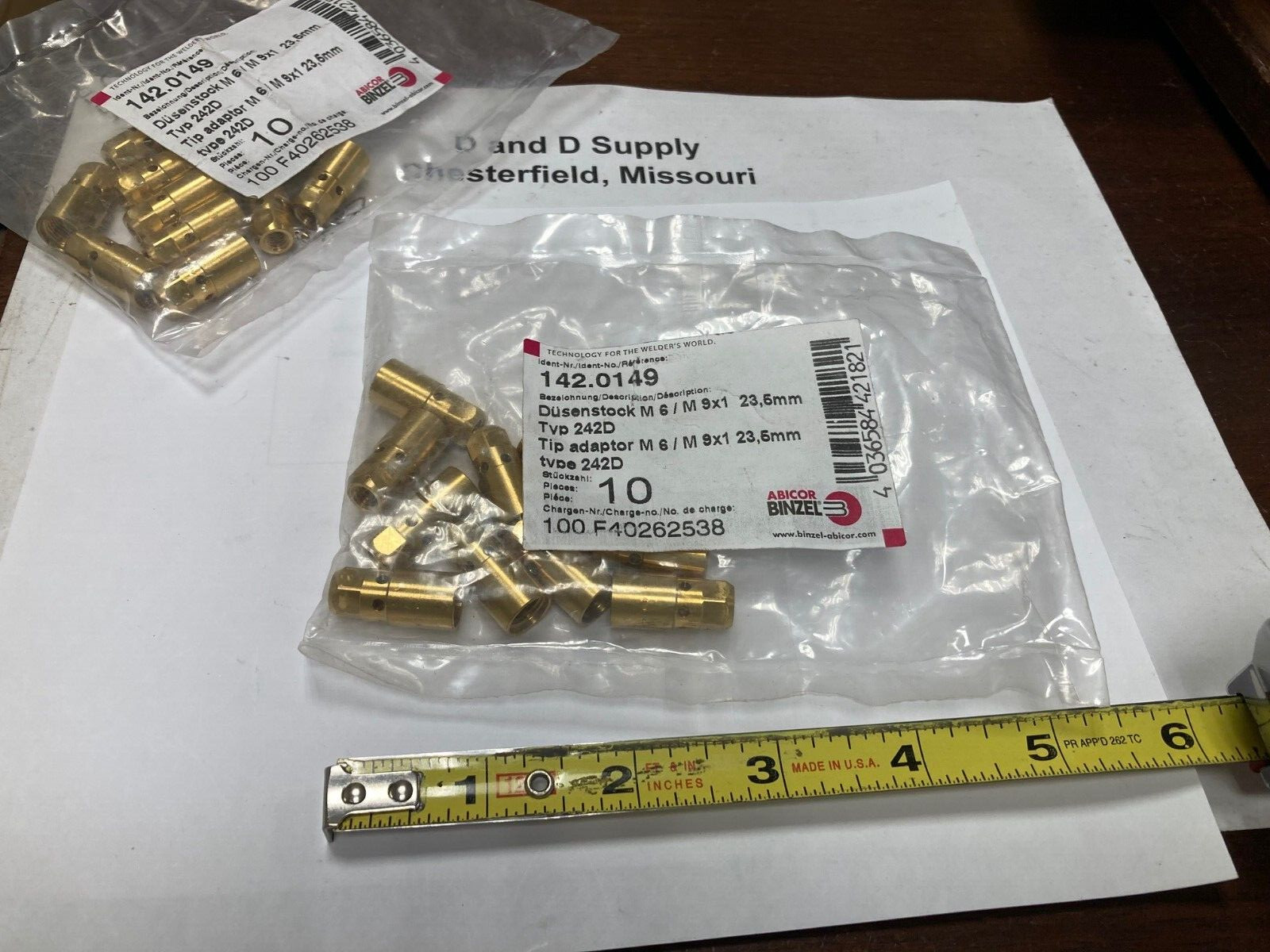 ***Bag of 10***, ABICOR BINZEL 142.0149,  Contact Nozzle Holders, Type 240D