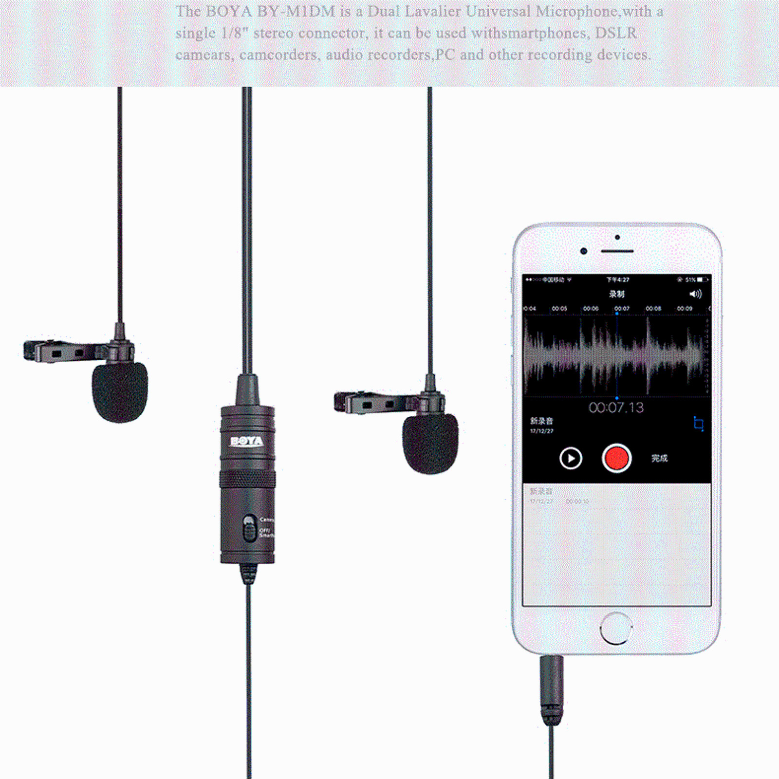 For Android Smartphone BOYA BY-M1DM Dual Omni-directional Lavalier Microphone
