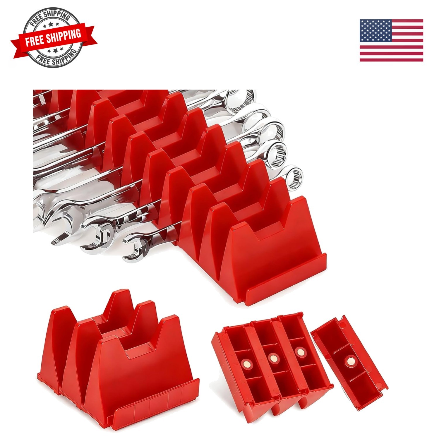 60 pcs Magnetic Modular Wrench Organizers for Tool Drawers - Wrench Rack with...