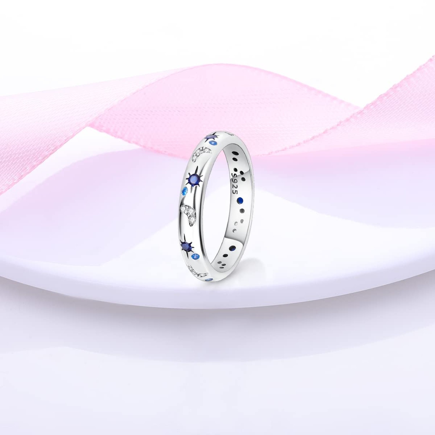 Hapour 925 Sterling Silver Ring for Women,Eternity Gorgeous Rings Stackable R...