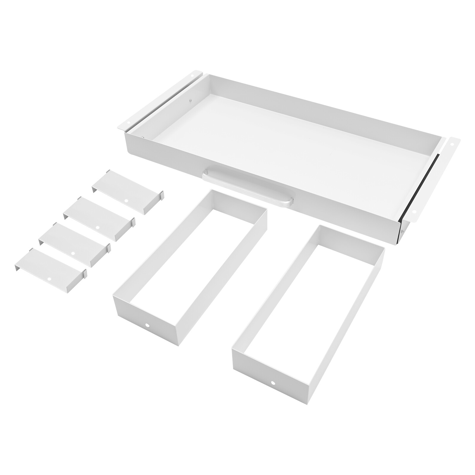 White 21.5" Under Desk Mounted Sliding Pull-out Drawer For Standing Desks