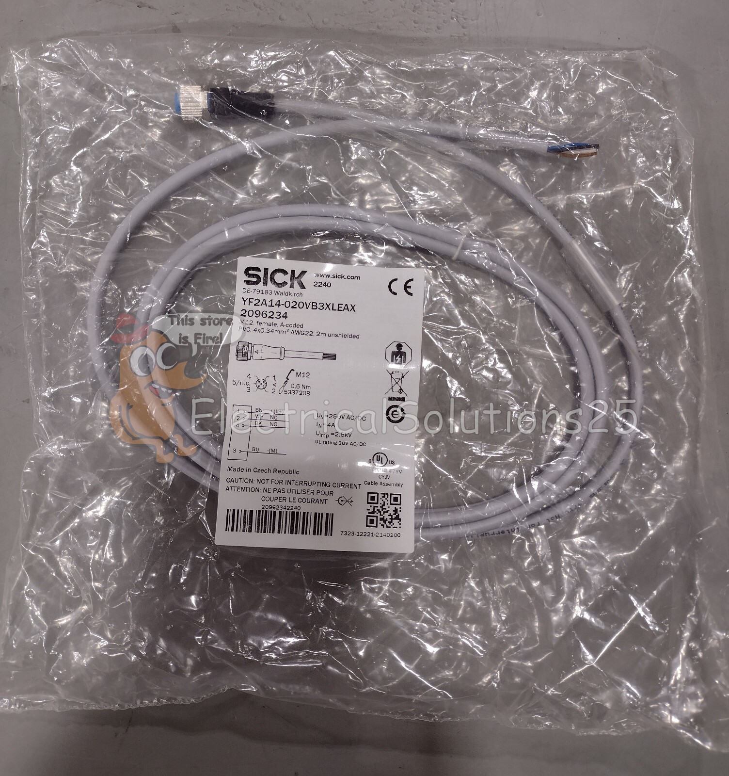 New SICK YF2A14-020VB3XLEAX Sensor Cable 2096234 - Free Shipping