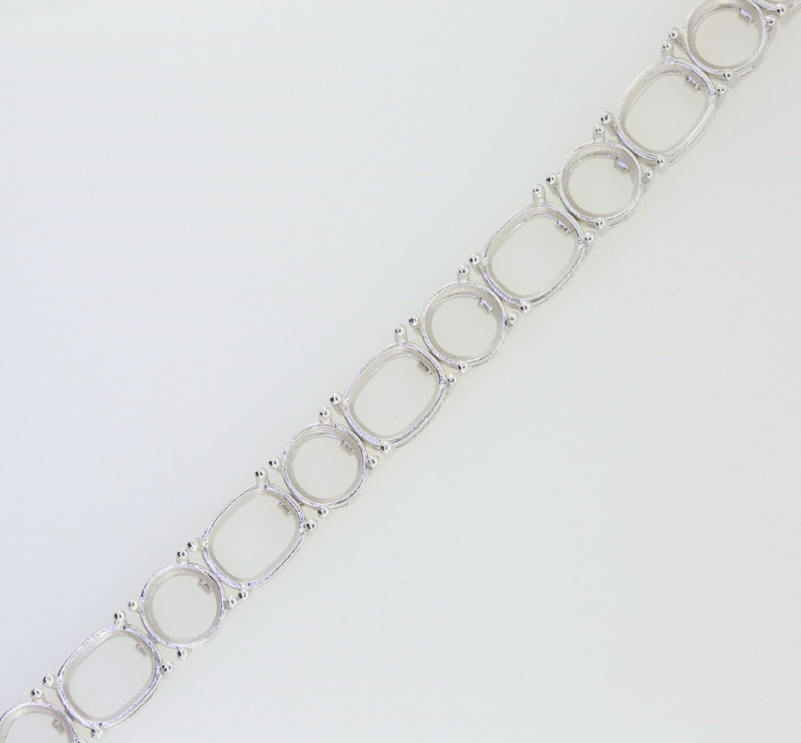 Sterling Silver Semi Mount Tennis Bracelet Setting RD 8x8mm CU 10x8mm