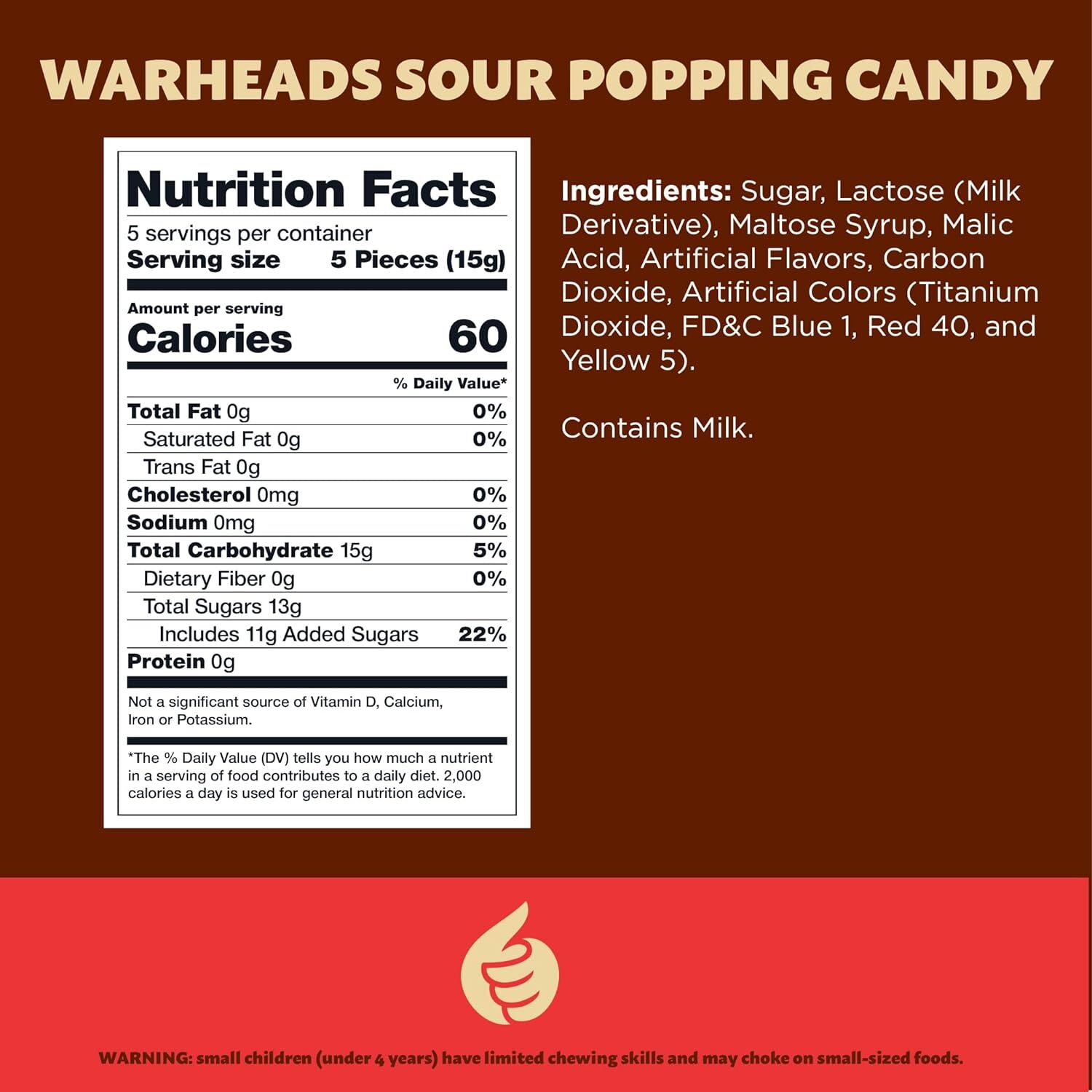 Warheads Sour Popping Candy - Assorted Fruit Flavors, 24 Pieces Pack