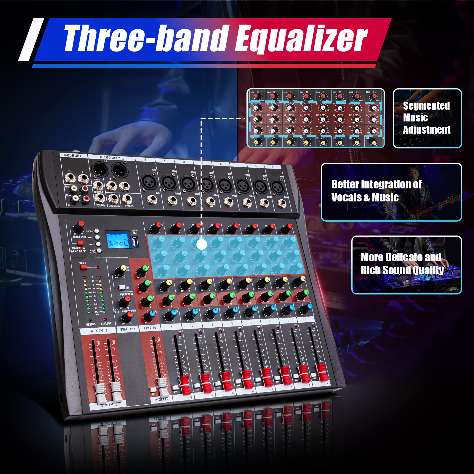 8 Channel USB Mixing Console Bluetooth Live Studio Audio DJ Sound Mixer Board