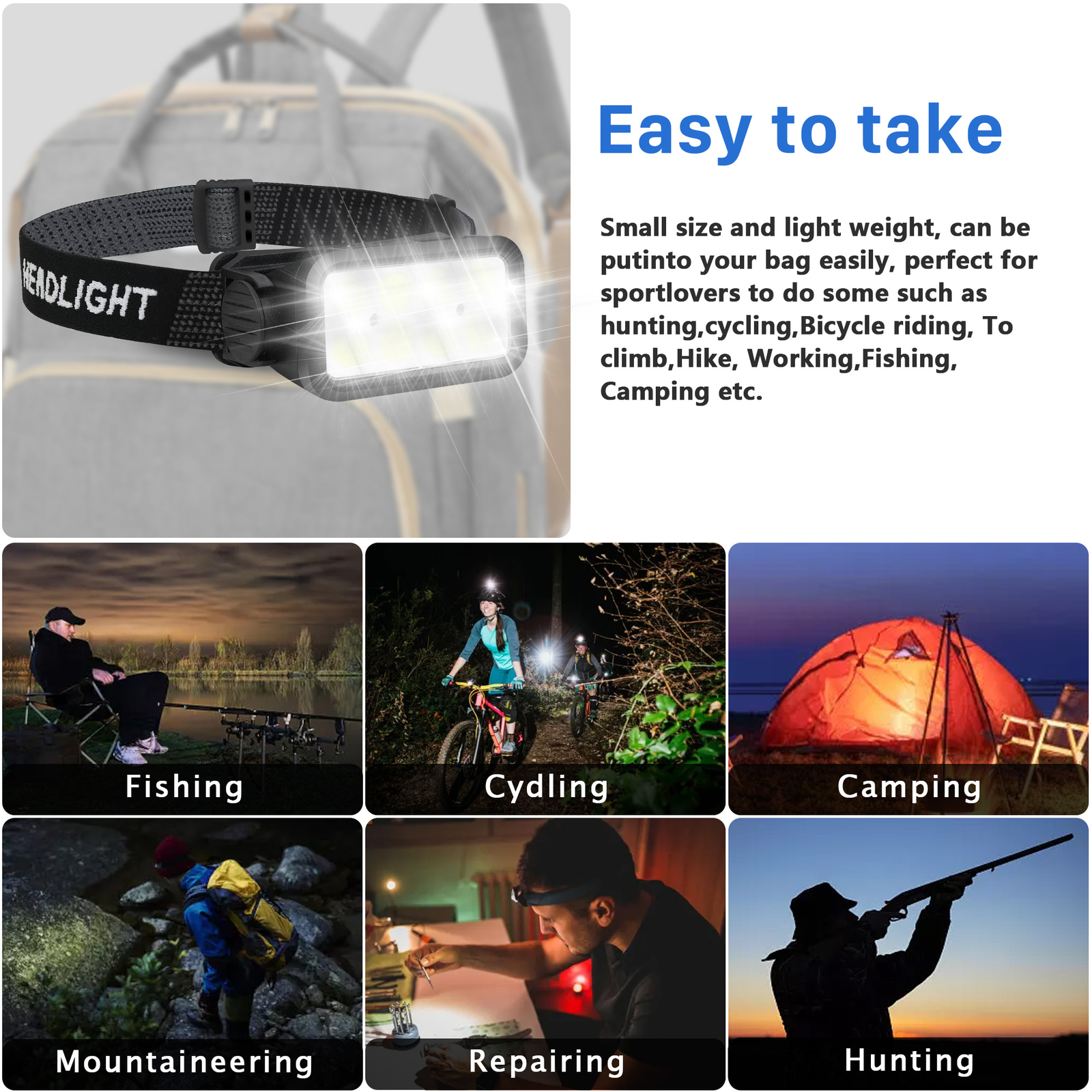 Lamp Waterproof COB Night Buddy LED Motion Headlamp Sensor Head Torch Headlight