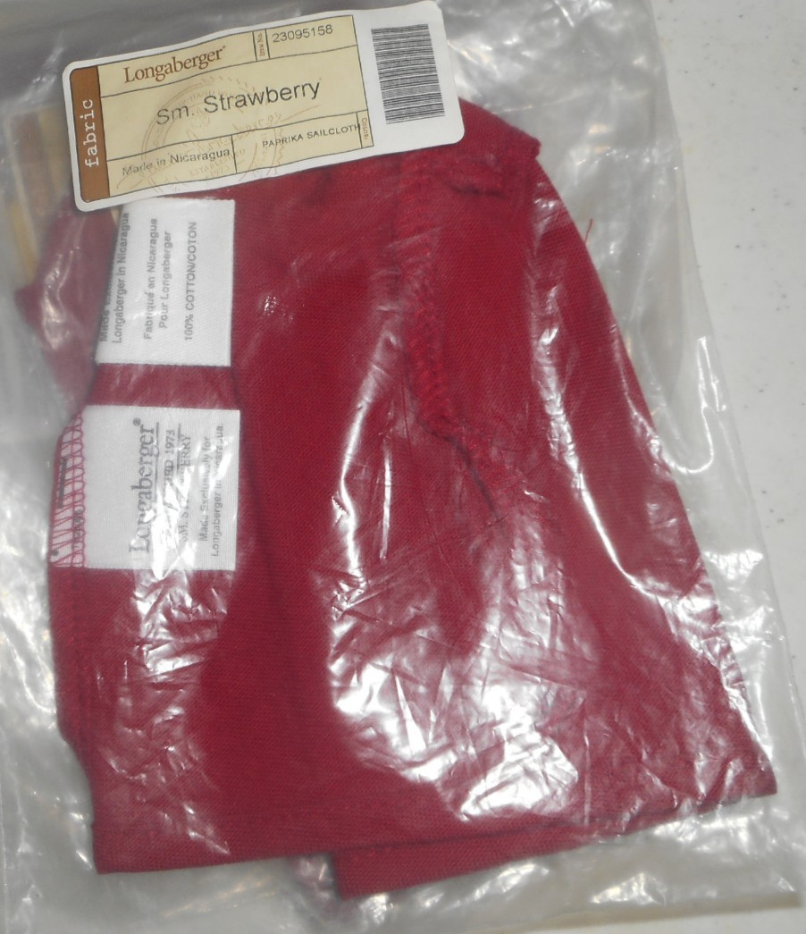 Longaberger 2005 Small Strawberry Basket Paprika Sailcloth Liner #23095158