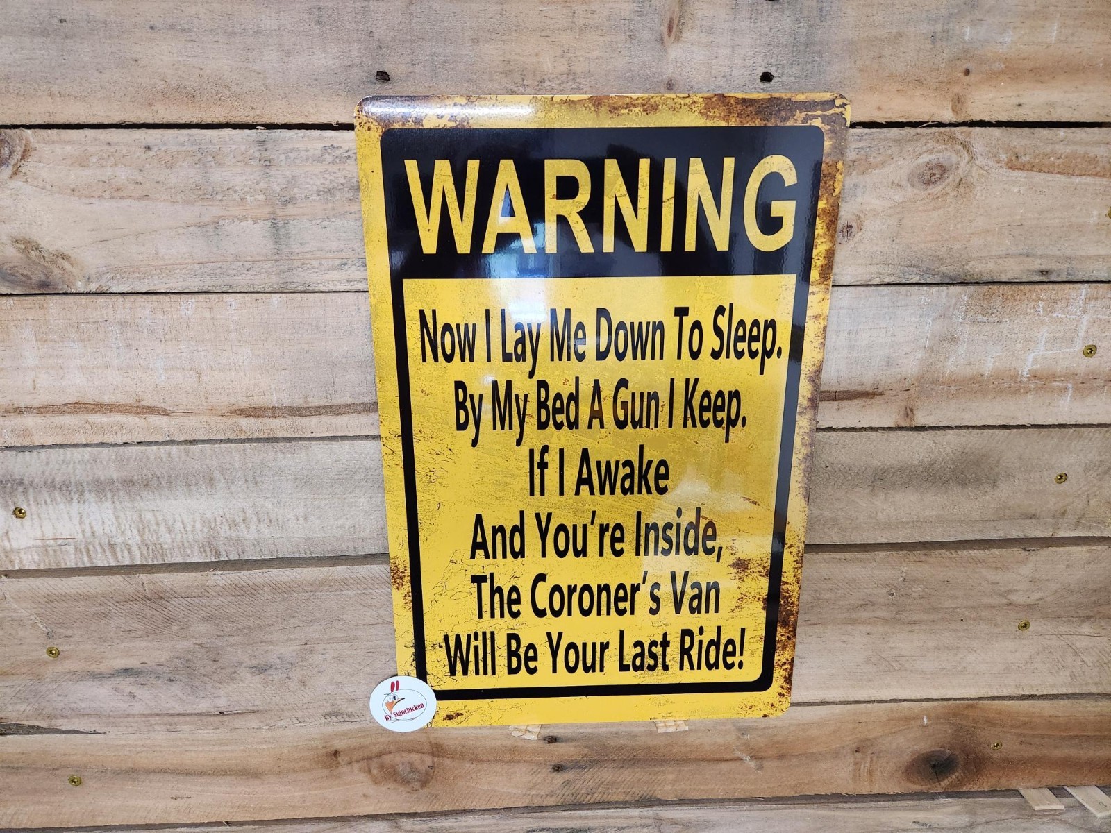 NOW I LAY ME DOWN TO SLEEP, NO TRESPASSING, SIGN 9 x 12", funny, warning sign