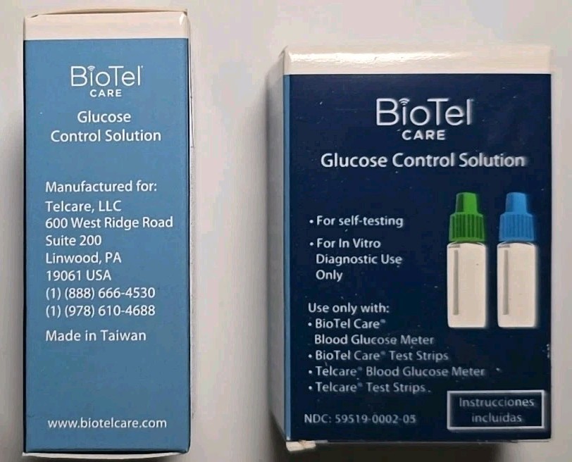 2X BioTel Care TelCare Glucose Control Solution Sealed Exp 04/2025