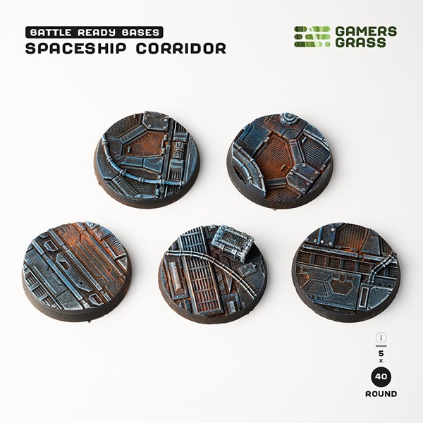 Battle Ready Bases: Spaceship Corridor - Round 40mm (x5)