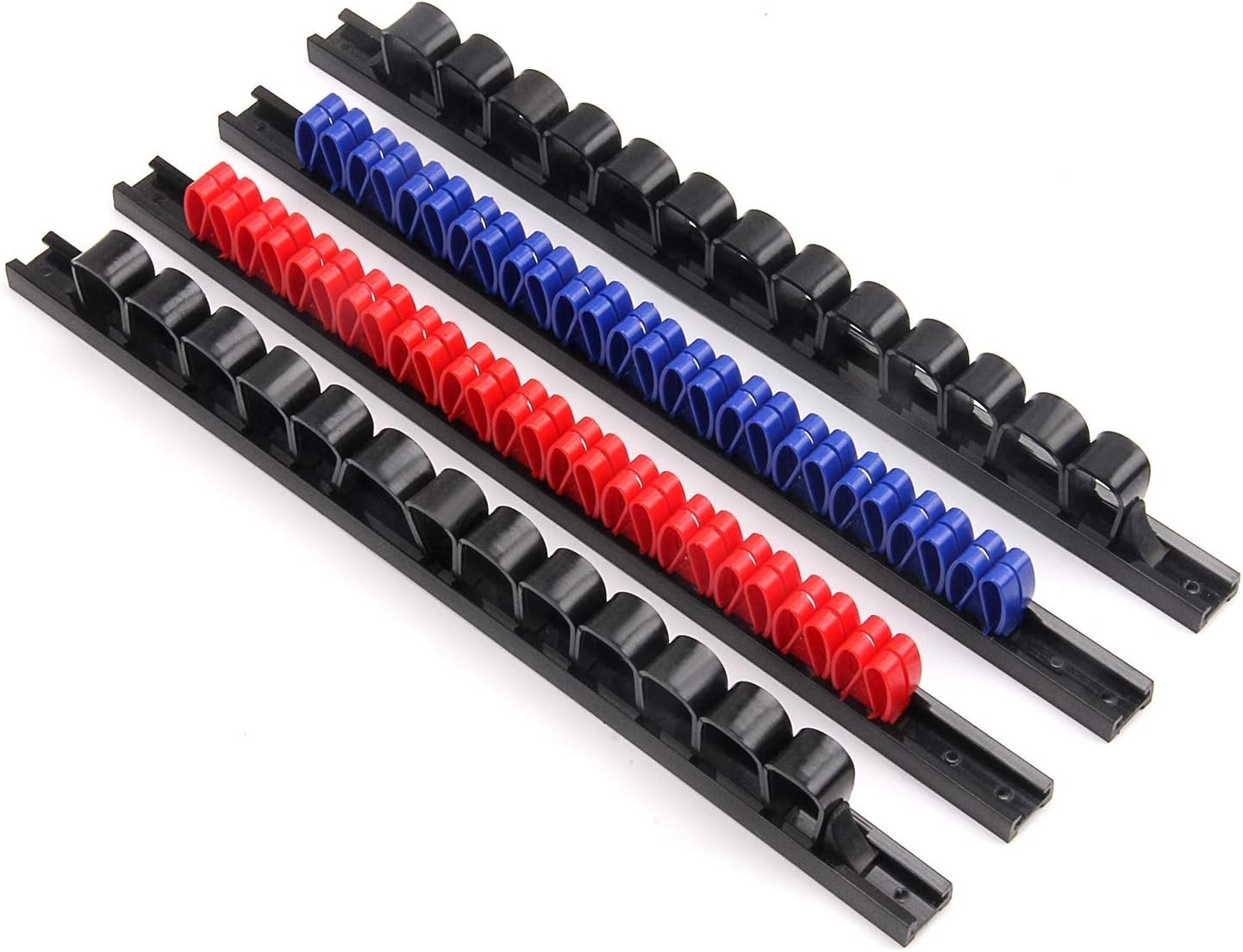 Durable Wall-Mount Screwdriver and Wrench Organizer Set with Color-Coded Clips