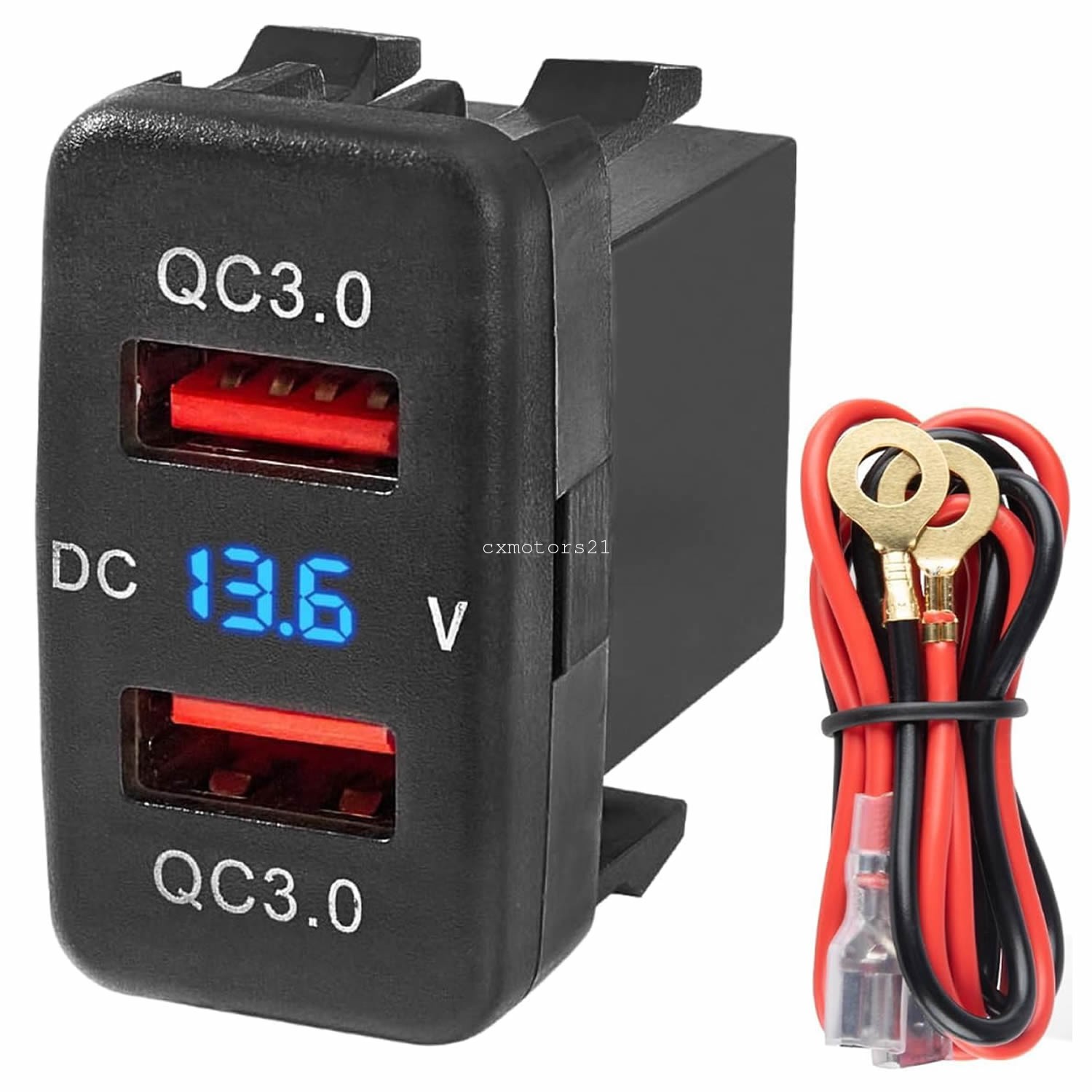 Dual USB Power Socket w/ Digital Voltmeter Blue LED For Toyota Tacoma 2005-2014