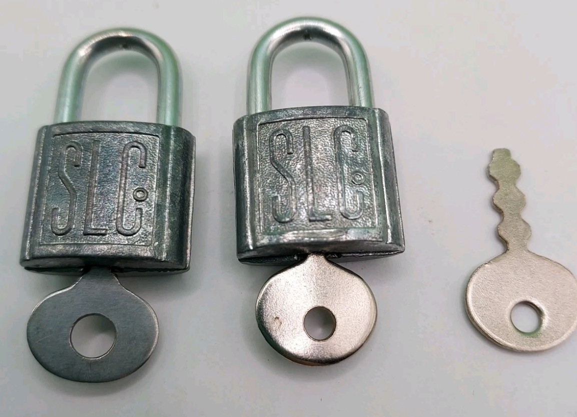 2 SLC Slaymaker Diary Padlock Embossed Mini Journal Lock W/Keys USA Vtg