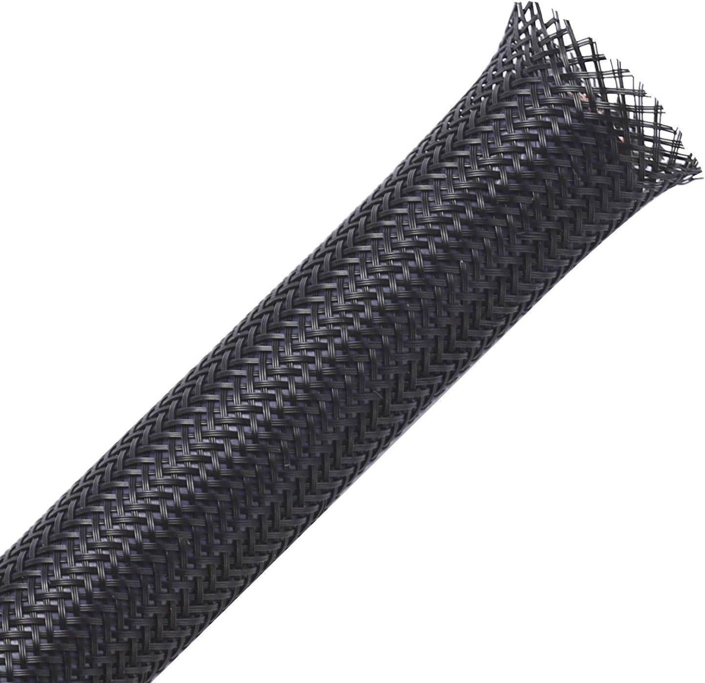 25Ft - 3/8 Inch PET Expandable Braided Sleeving – Black –  Braided Cable Sleeve