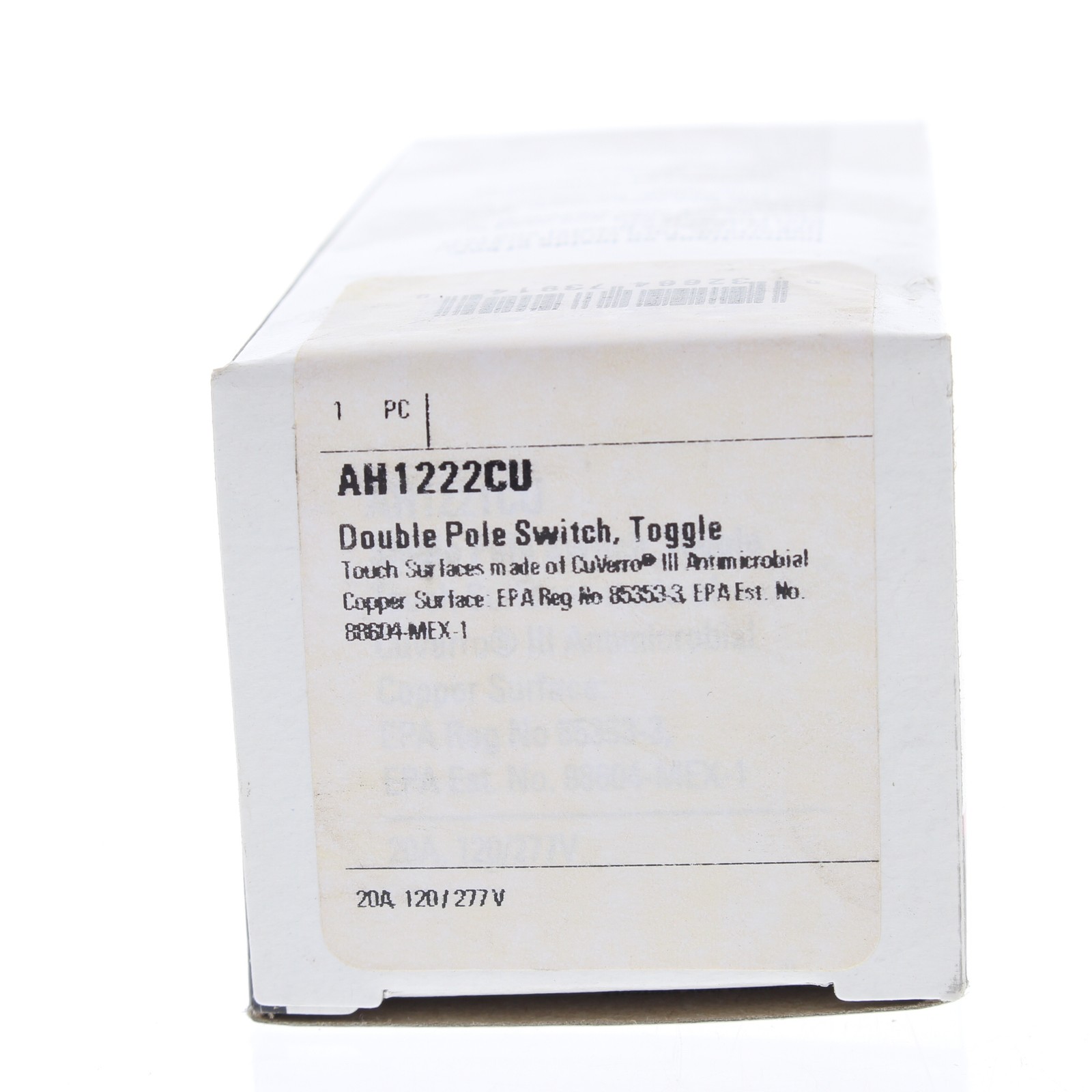Antimicrobial Copper CuVerro INDUSTRIAL DOUBLE POLE Toggle Switch 20A AH1222CU