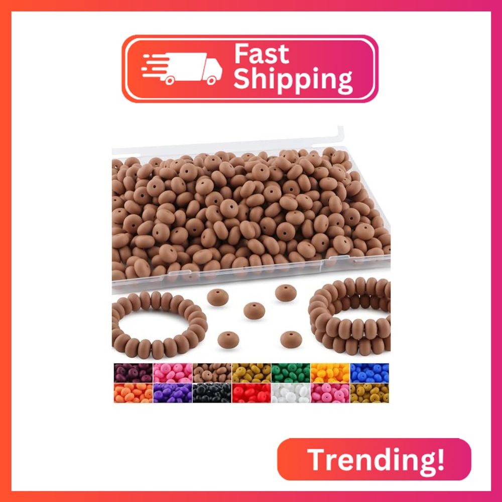 HHCFAST 220Pcs Silicone Abacus Beads,14mm Lentil Silicone Beads for Keychain Mak