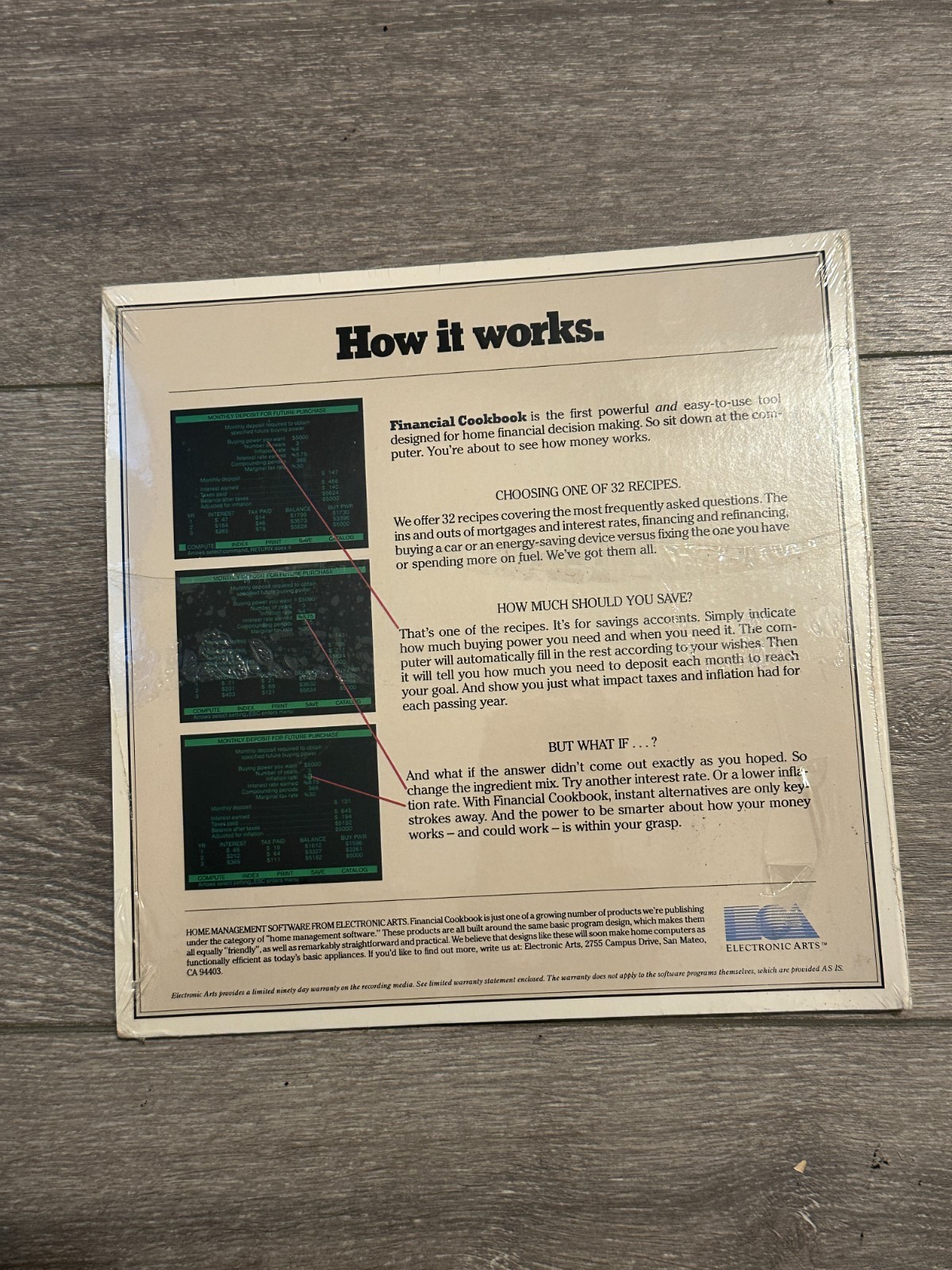 Financial Cookbook Electronic Arts Stan Trost Computer Program Atari CIB SEALED