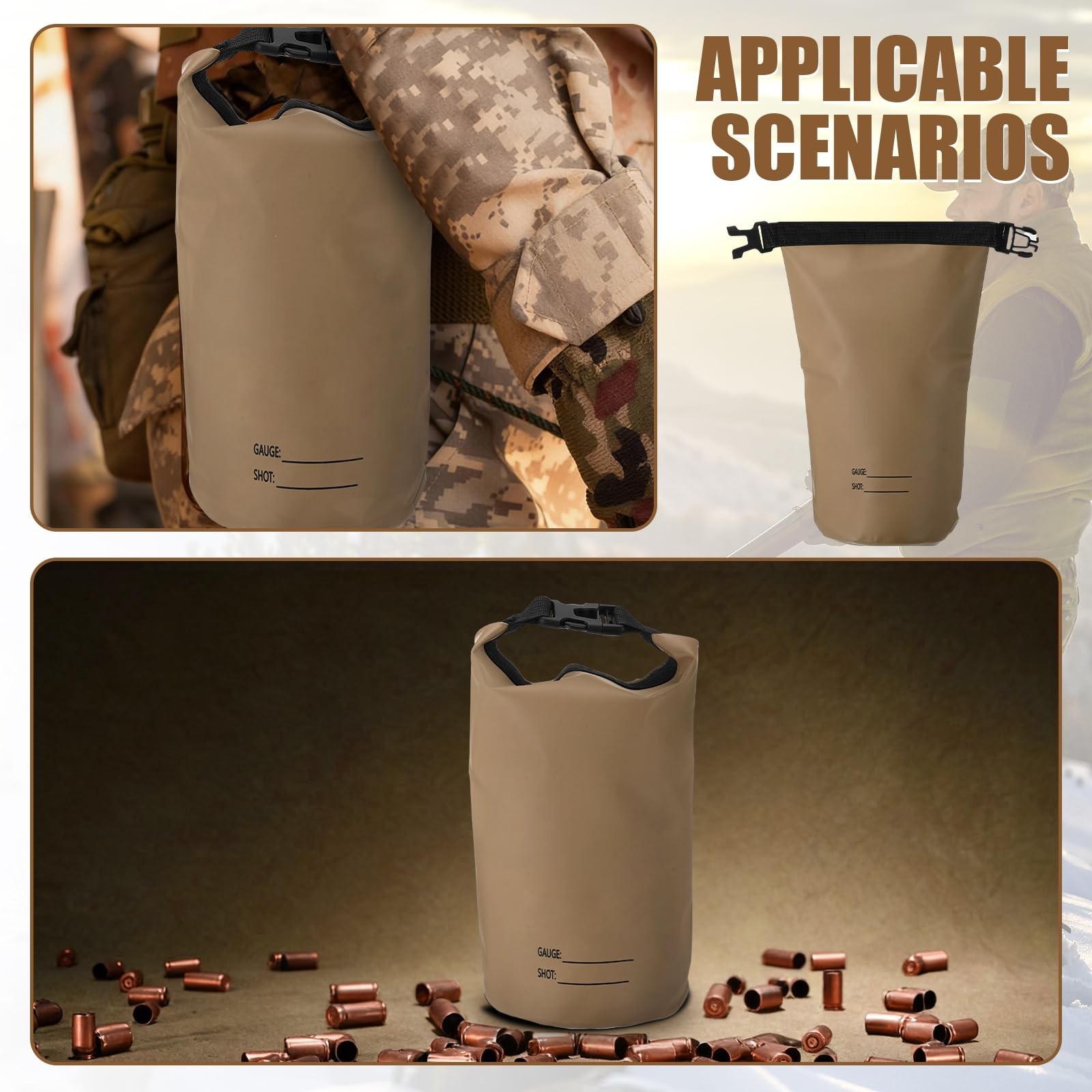2 Pack Shell Pouch 2 L Waterproof Shotgun Shell Bag Arc Welded Dry Ammo Pouch...