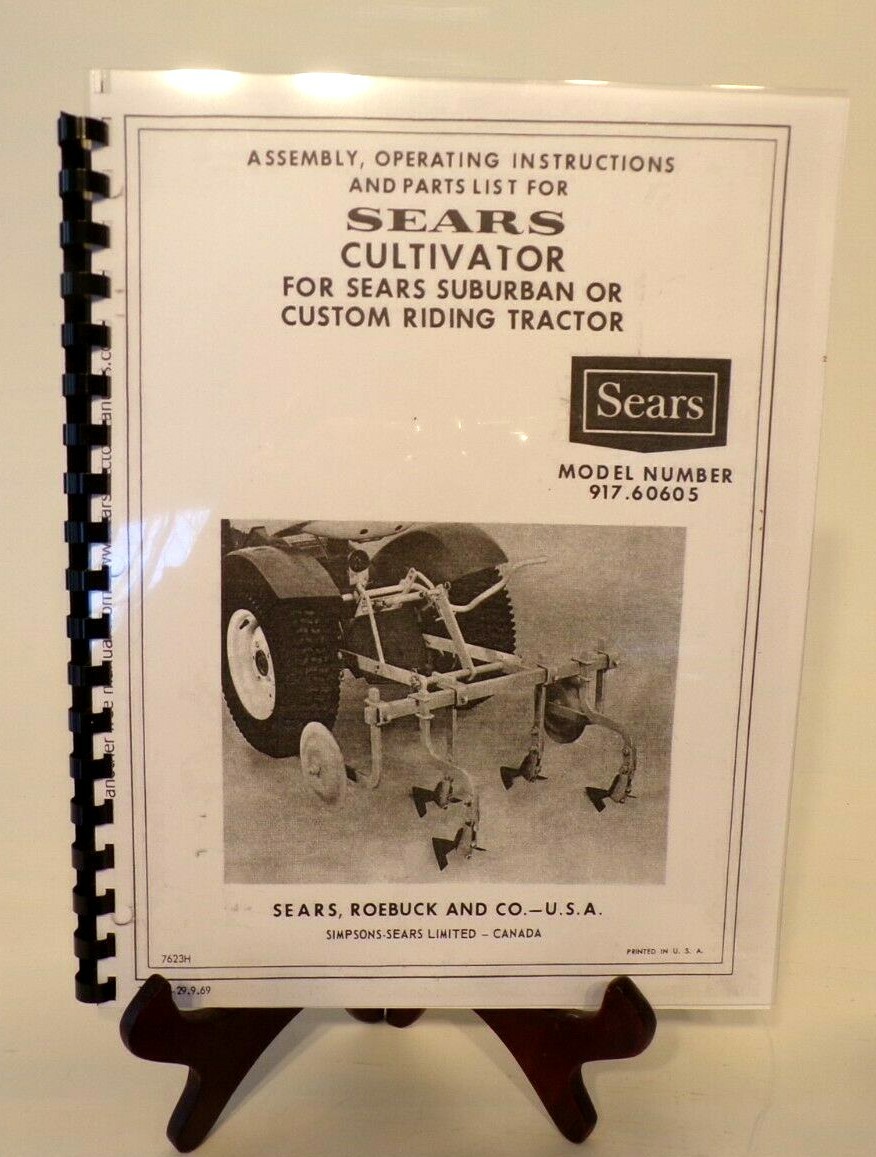 Sears Garden Tractor Cultivator Implement Owner & Parts Manual 917.60605  1969