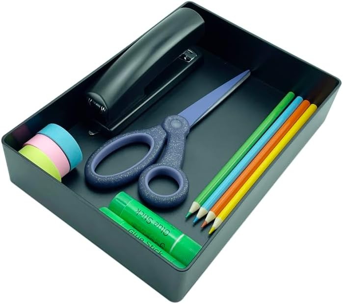 Rectangular Plastic Desk Organizer W/ Storage Trays Accessory Tray Office