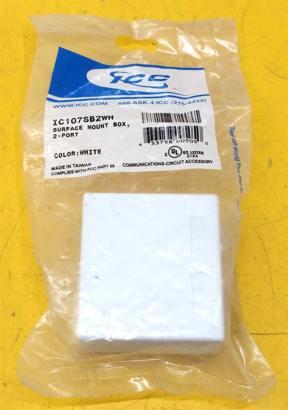⭐️⭐️⭐️⭐️⭐️ ICC IC107SB2WH 2 Port Surface Box Network Ethernet RJ-45