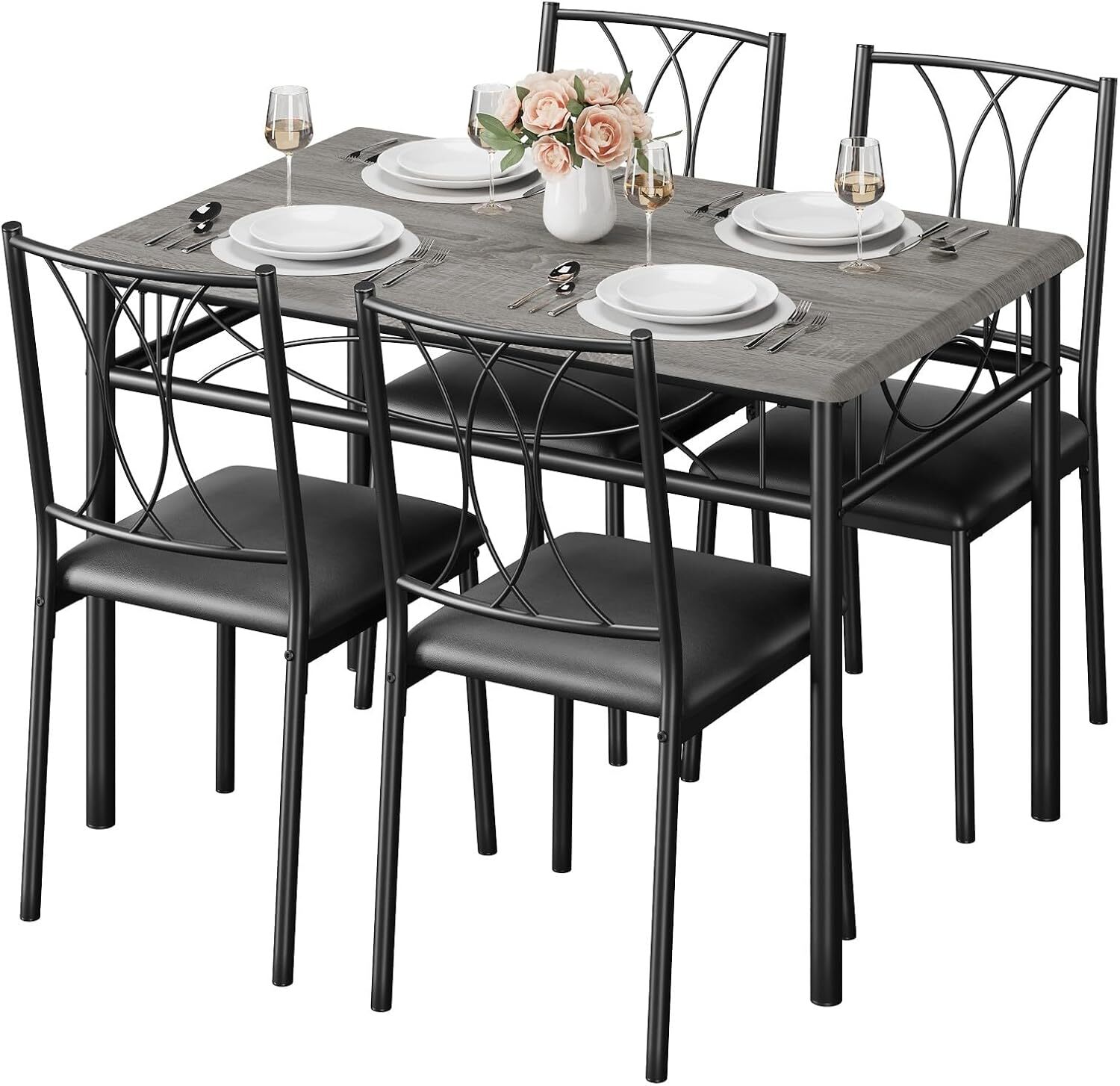 Dining Table Set for 4, Ktichen Table with 4 Chairs for Kitchen & Dining Room