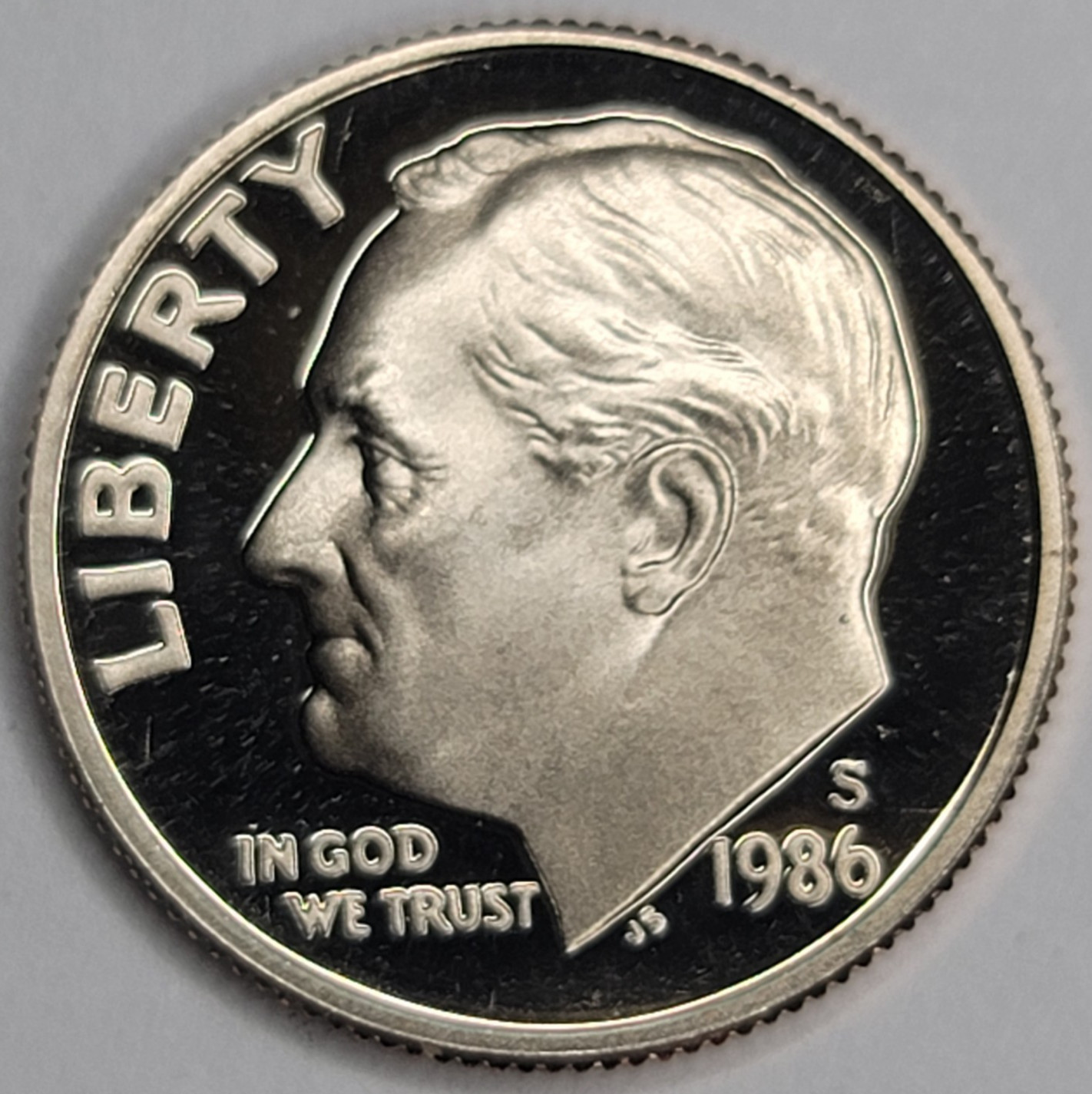 1986 S Gem Proof DCAM Roosevelt Dime - CN-Clad