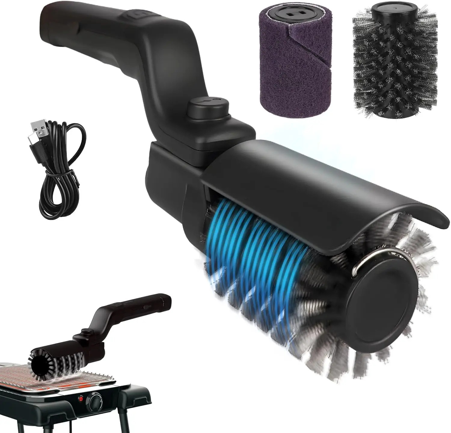 Electric Grill Brush 2 in 1 Cordless Rechargeable Grill Cleaning Brush Stainless