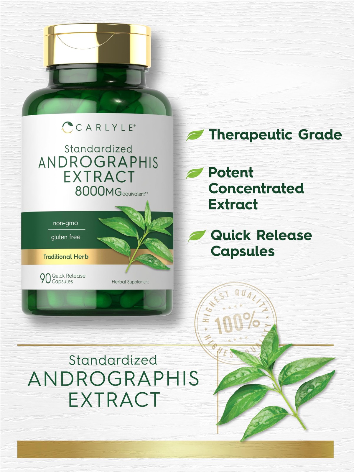 Andrographis Paniculata 8000 Mg Brain Health Immune Joint Support, 90 Capsules