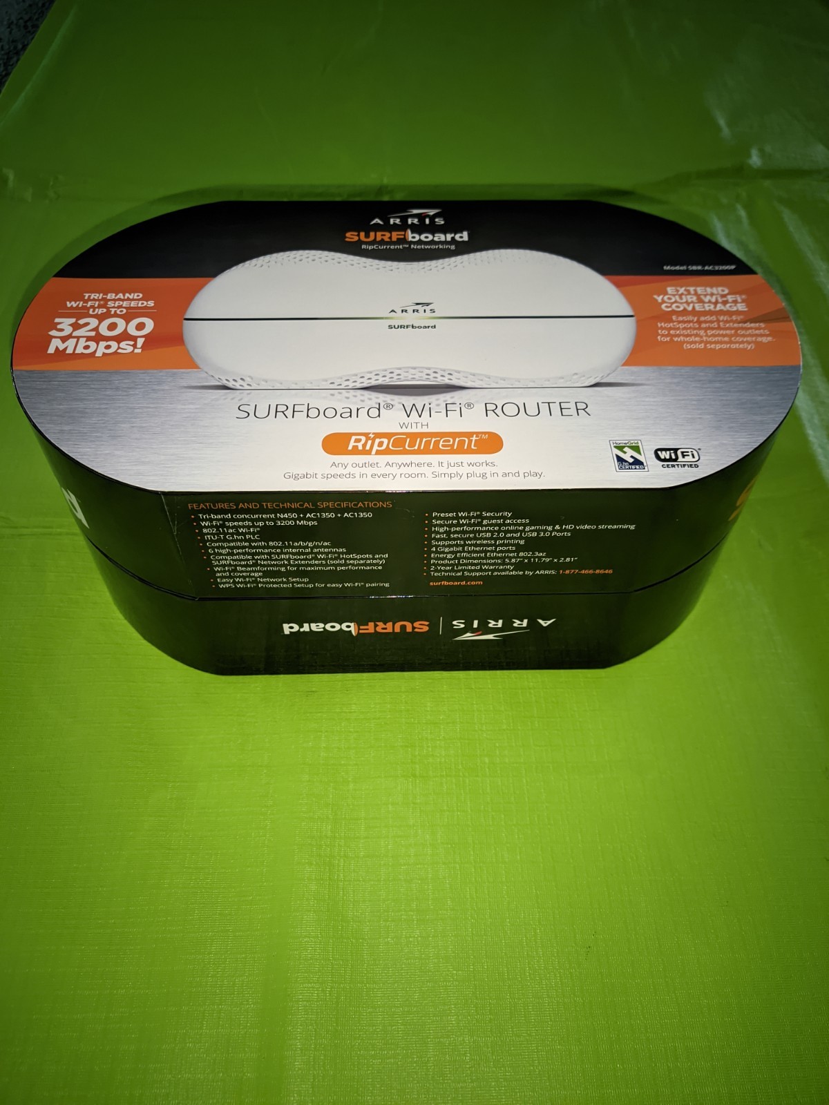 Arris SBR-AC3200P Tri-Band Surfboard Wireless Network Extender With RipCurrent