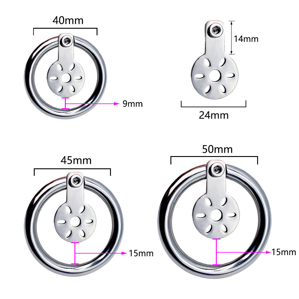 New Small Stainless Steel Cage Male Chastity Device Lightweigh Tight Rings~
