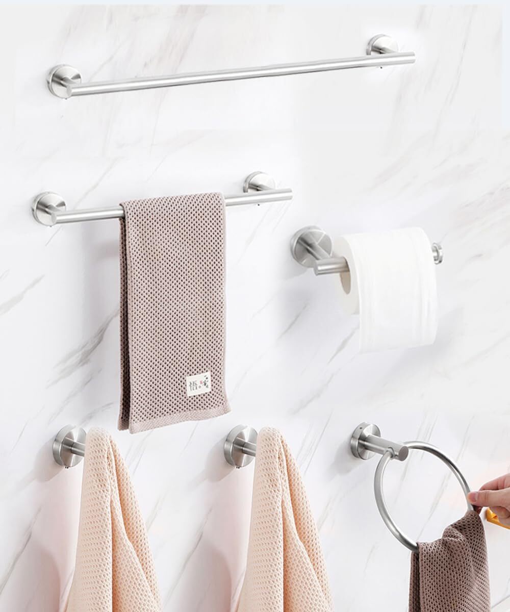 6 Piece Towel Bar Set Bath Accessories Bathroom Hardware - 304 Brushed Nickel