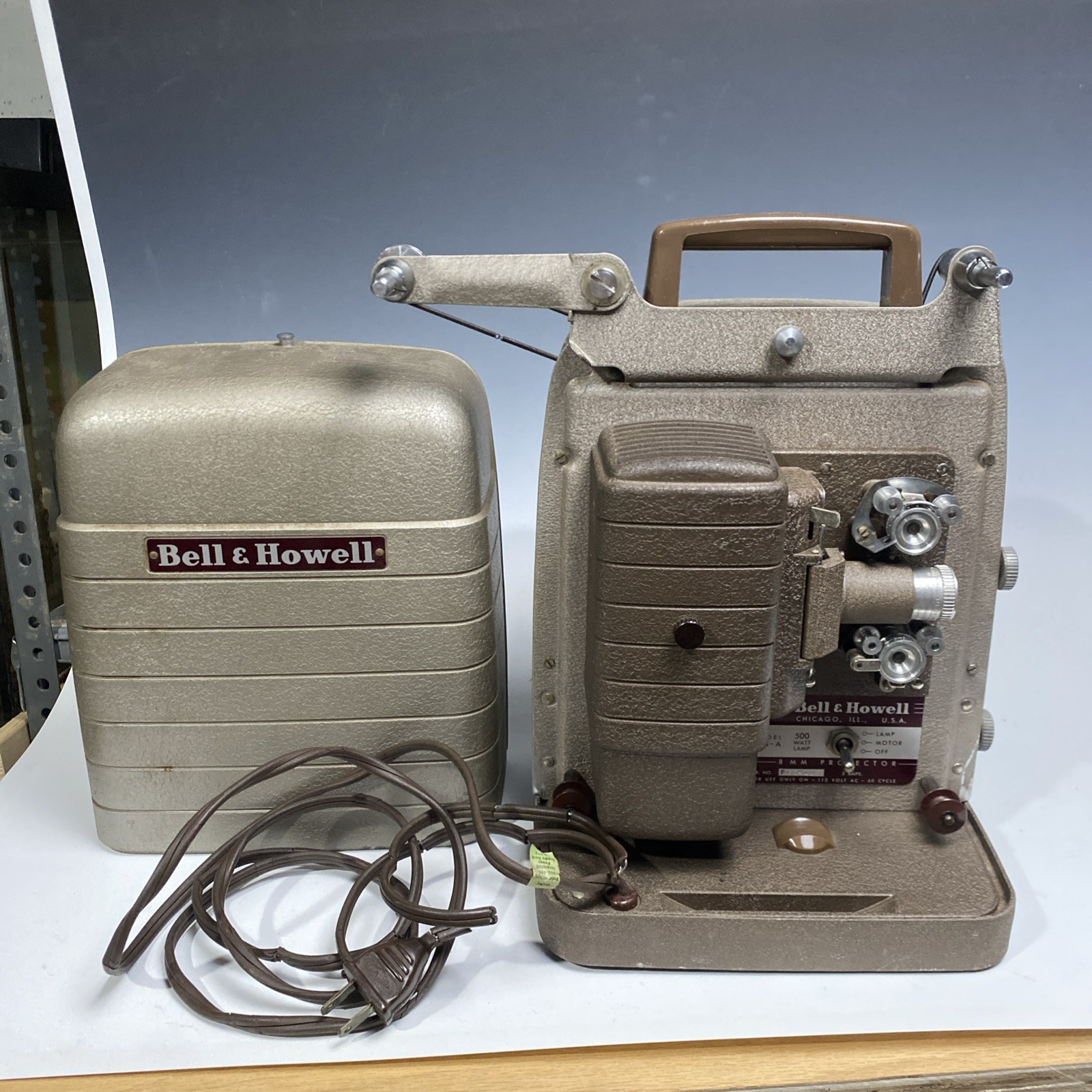 Vintage Bell And Howell Model 253A 8 mm Movie Projector.  As is